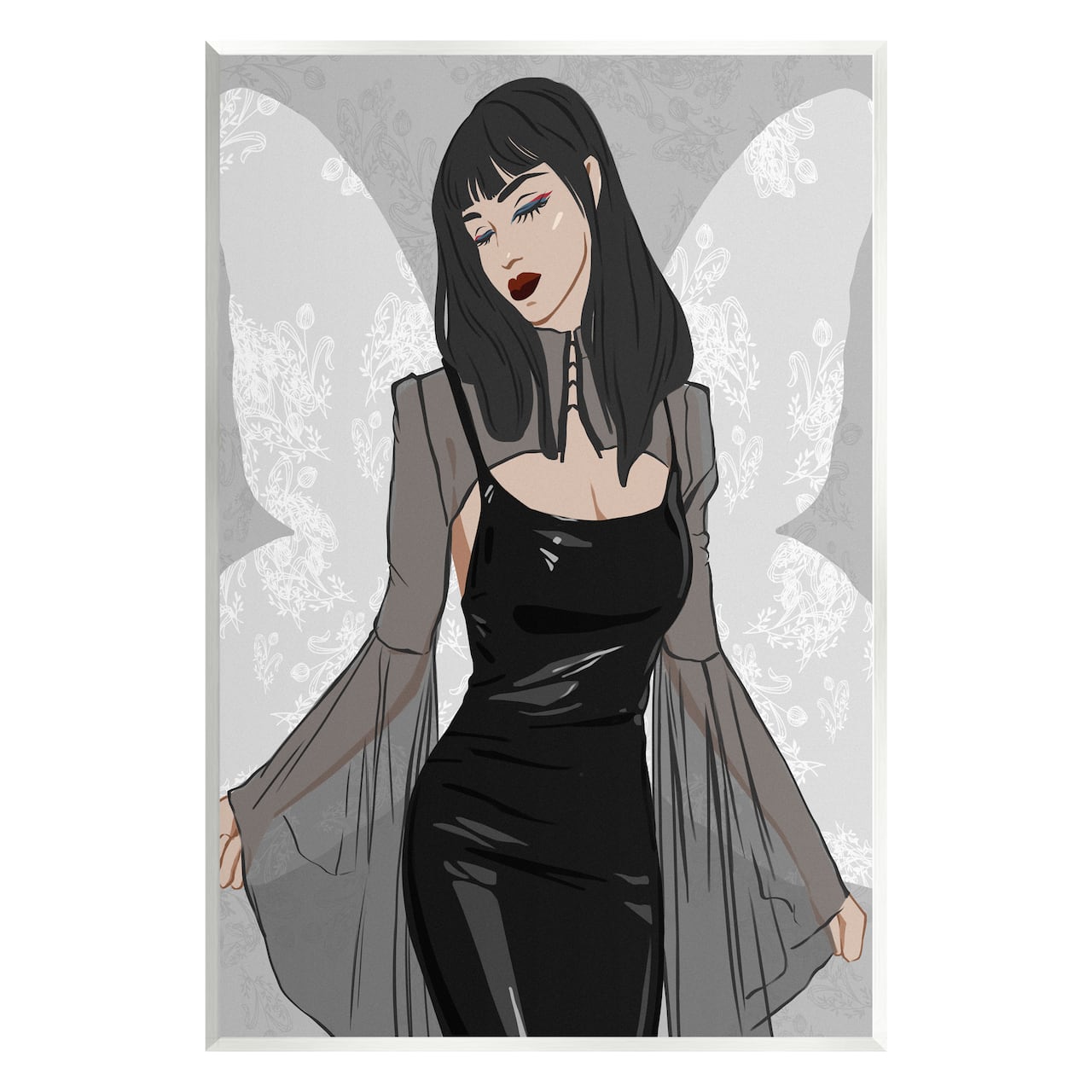 Stupell Industries Goth Fashion Girl Botanical Pattern Wall Plaque Art